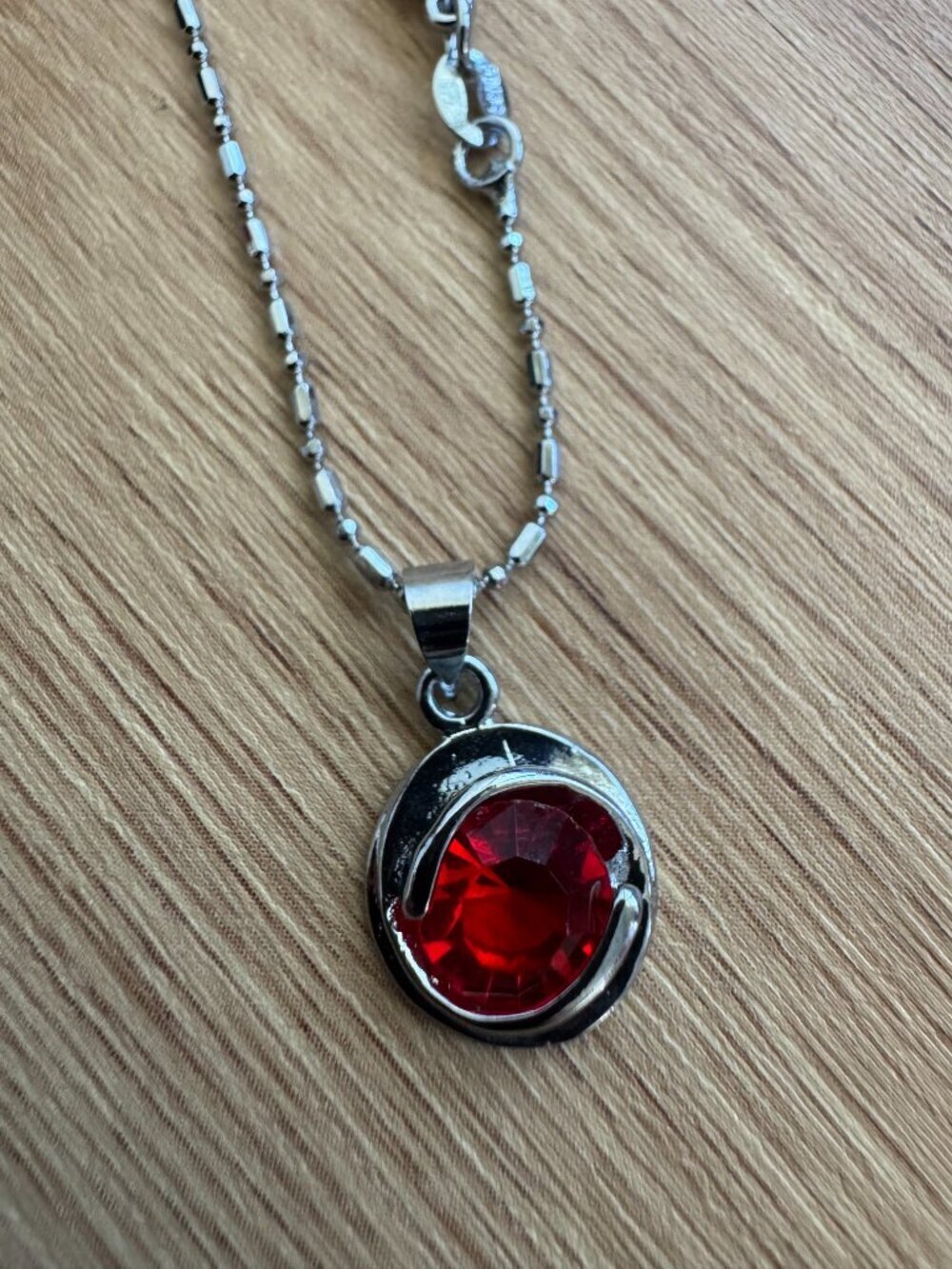 Sterling Silver Red Crystal Necklace & Earrings Set - Picture 16 of 16